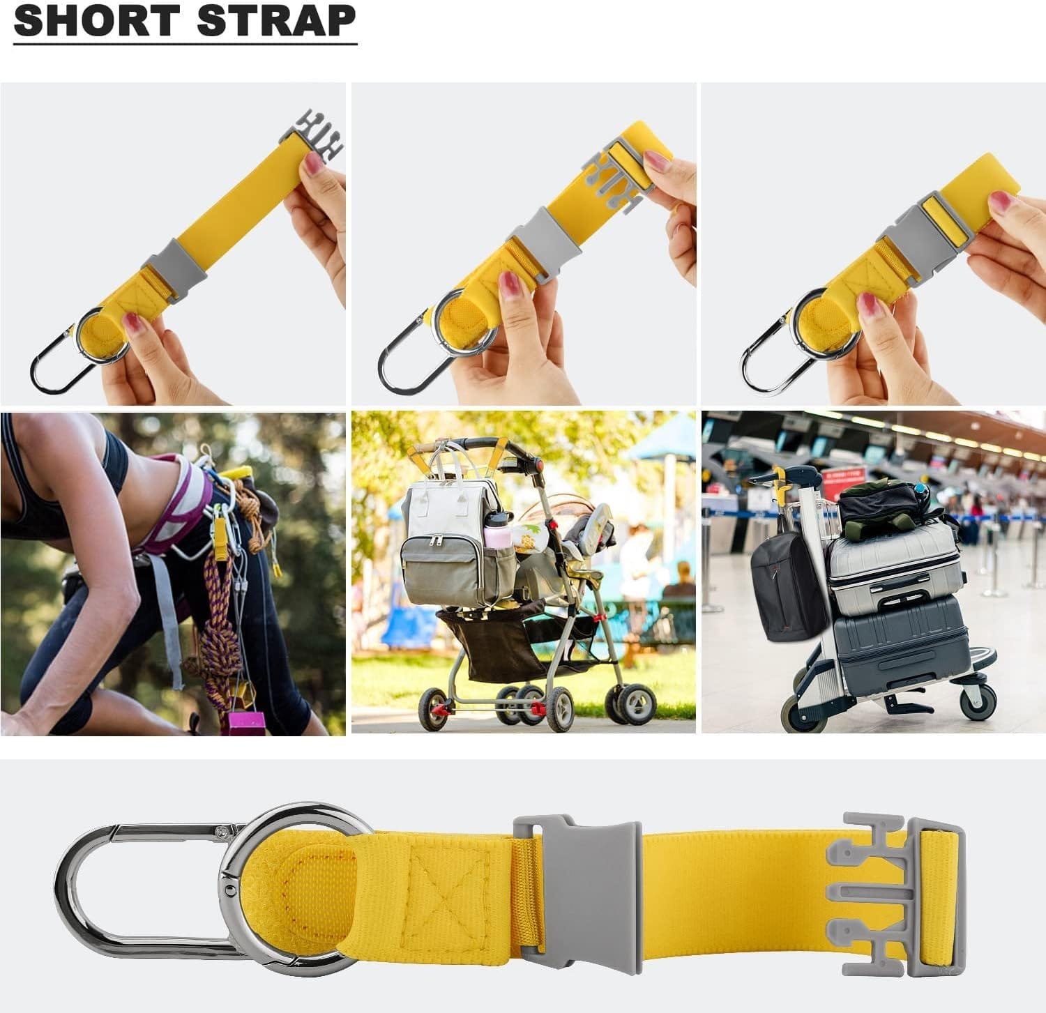 Correa de Equipaje, Agarre elástico para Chaqueta con Velcro con Gancho y Hebilla en Forma de D, Correa para artículos pequeños, Accesorios de Viaje para cinturón, Libera Sus Manos,Color de maíz - Imagen 3