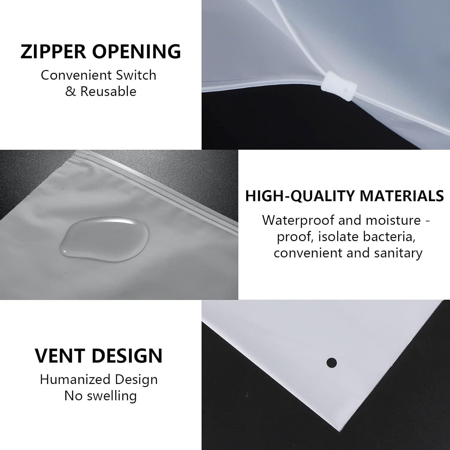 Annhao 30 Piezas Bolsas de Almacenamiento de Viaje, Reutilizable Bolsa de Transparente Esmeriladas Plástico Organizador de Viaje con Cierre Ziplock para Ropa, Bragas, Zapatos, Cosméticos (5 Tamaños) - Imagen 3