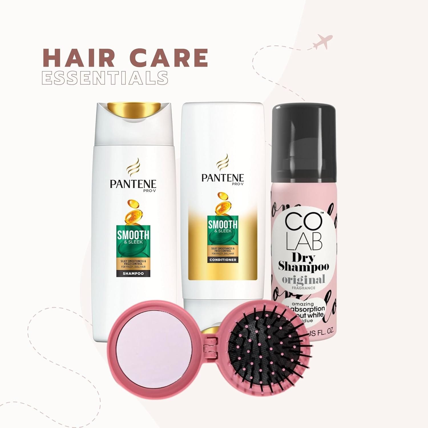 Minijuego de artículos de tocador esenciales para mujer, tamaño de viaje, para vacaciones, hospital, maternidad, bolsa de viaje transparente, aprobado por seguridad aeroportuaria, Black - Imagen 3