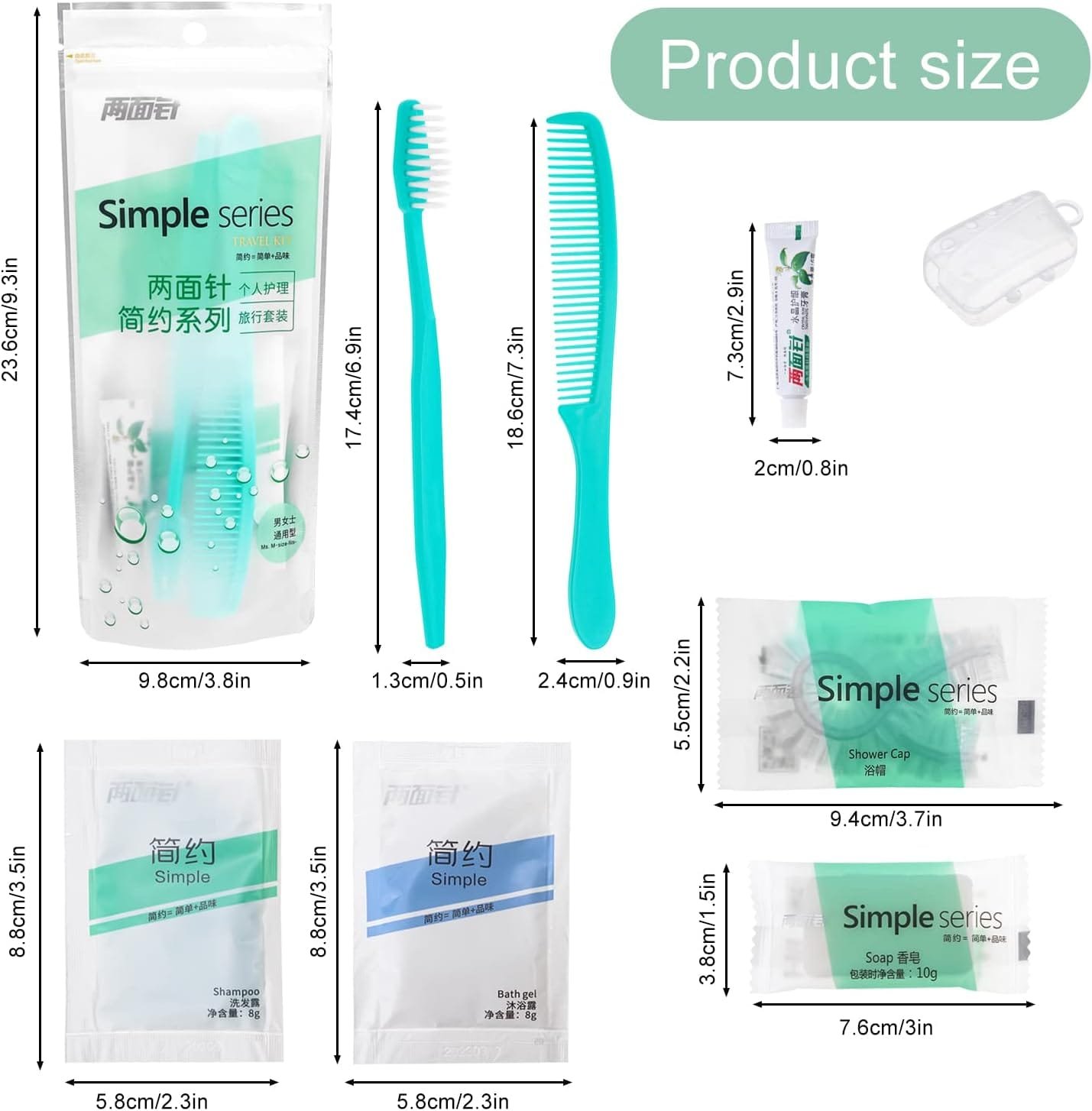 Artículos De Tocador De Viaje, Juego De Artículos De Tocador De Viaje con Cepillo De Dientes, Pasta De Dientes, Peine, Champú, Gel De Ducha, Gorro De Ducha Y Jabón (50 Juegos) - Imagen 7