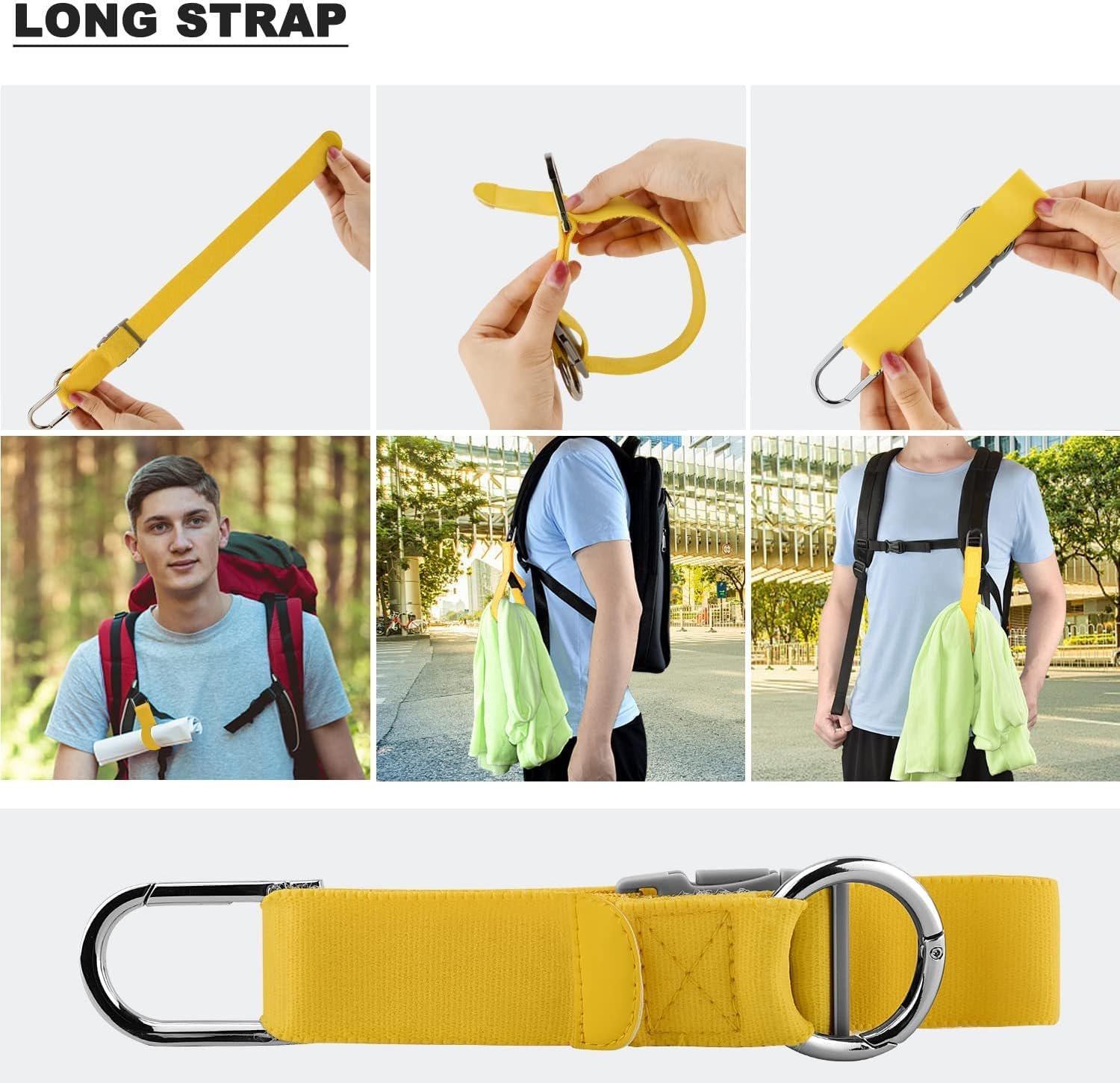 Correa de Equipaje, Agarre elástico para Chaqueta con Velcro con Gancho y Hebilla en Forma de D, Correa para artículos pequeños, Accesorios de Viaje para cinturón, Libera Sus Manos,Color de maíz - Imagen 5