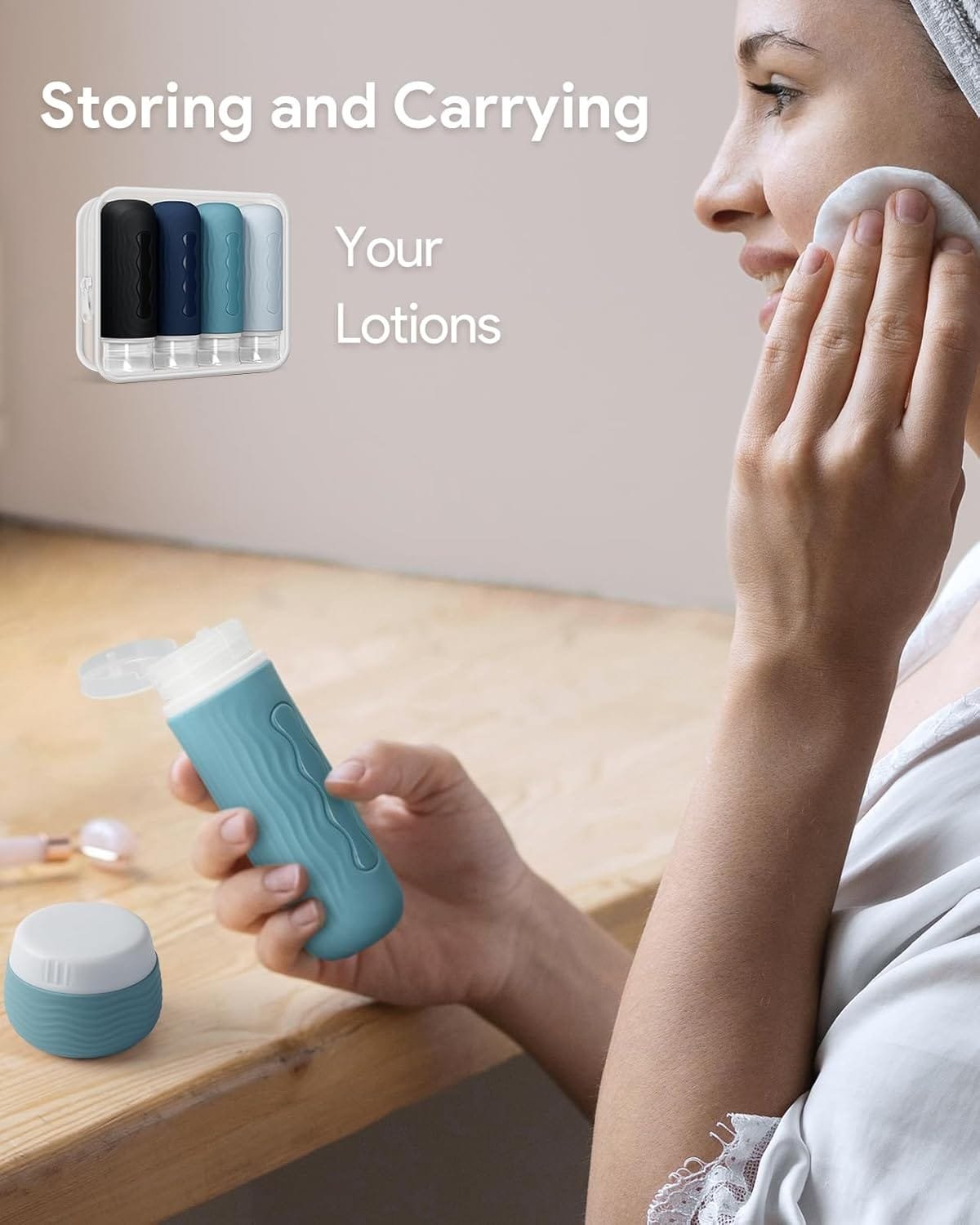 Yinke Botellas de silicona de viaje para artículos de tocador, aprobados por la TSA, recipientes de tamaño de viaje de 3 onzas y sin BPA, a prueba de fugas, accesorios de viaje recargables para champú - Imagen 9