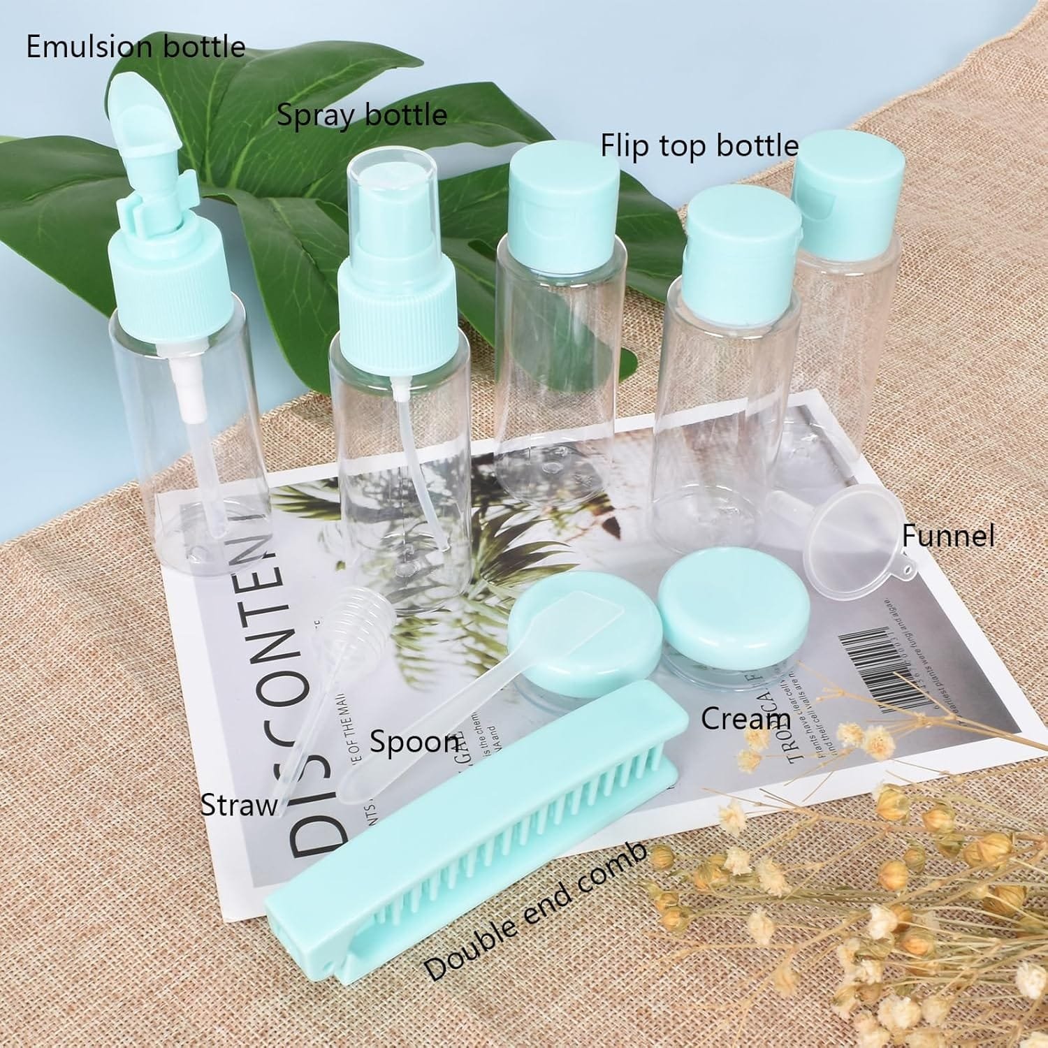 Botes Viaje,Botes de Viaje a Prueba de Fugas,Botellas de Viaje de Plástico,Contenedores de Viaje Recargables,Kit Viaje Avion para Artículos de Aseo de Viaje para Cosméticos,Gel - Imagen 4