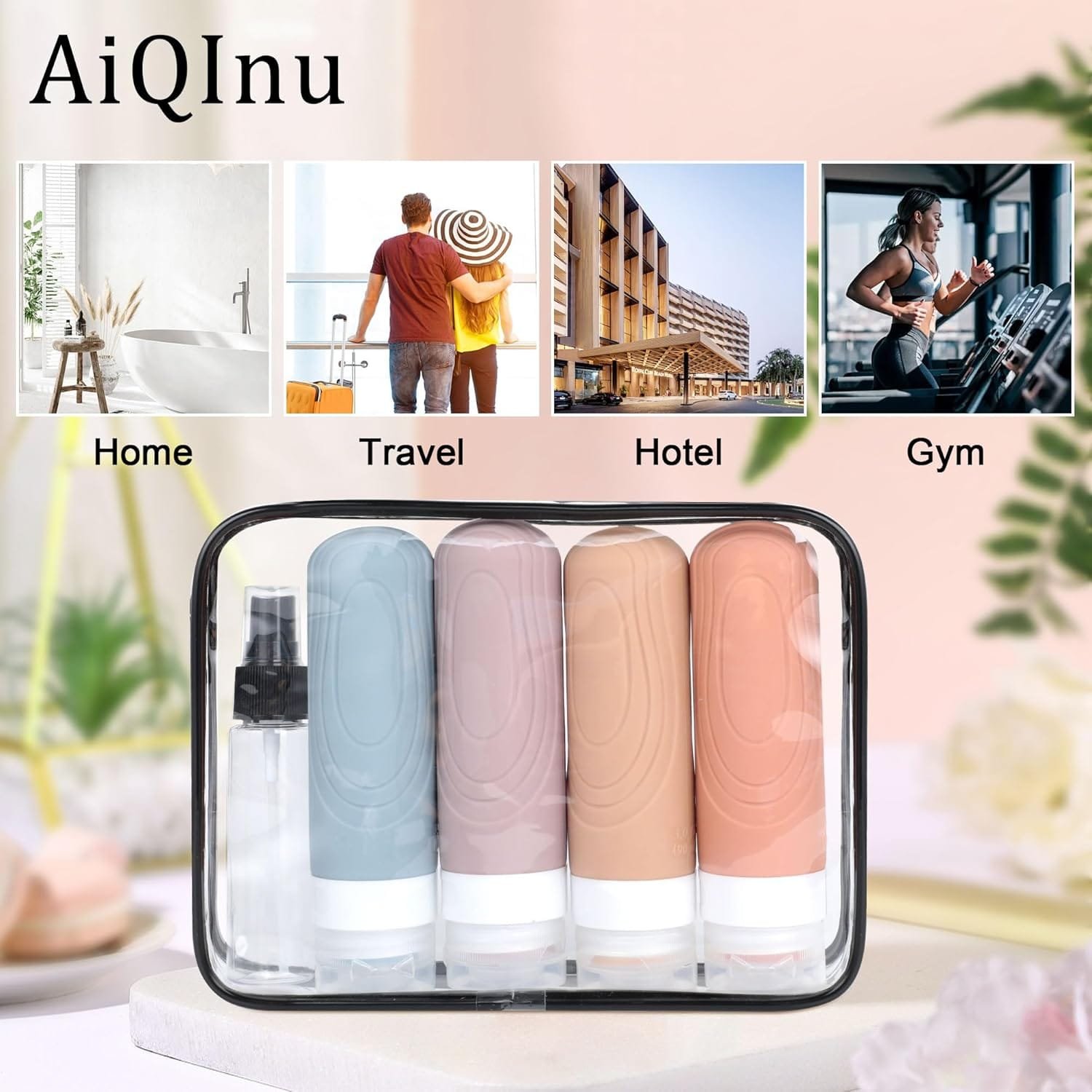 AiQInu Juego De Botellas De Viaje, 19 Pack Botellas De Viaje Silicona 90ml, Botes Rellenables Viaje A Prueba De Fugas Para Gel, ChampúS, Lociones Y ArtíCulos De Tocador, Sin BPA - Imagen 6