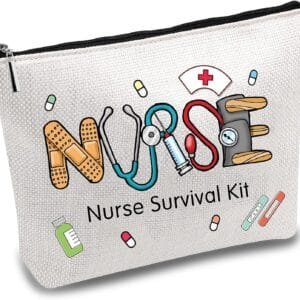 CREATCABIN Bolsa Kit Supervivencia para Enfermeras,Bolsa Maquillaje Multiusos,Estuche Lona,Artículos Tocador,Bolsa Viaje Divertida Cremallera,Suministros Escolares,Regalos para Practicantes 25x18cm