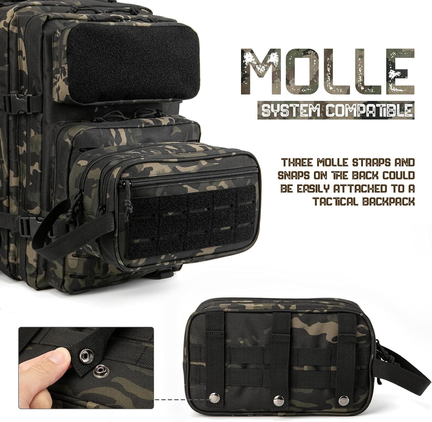 QT&QY Bolsa táctica de Aseo para Hombres, Bolsa de higiene, Herramienta Militar EDC, Bolsas Molle, pequeño Kit de Aseo para Hombres, Kit de Afeitado para Hombres, Bolsas de Ducha de Viaje - Imagen 5