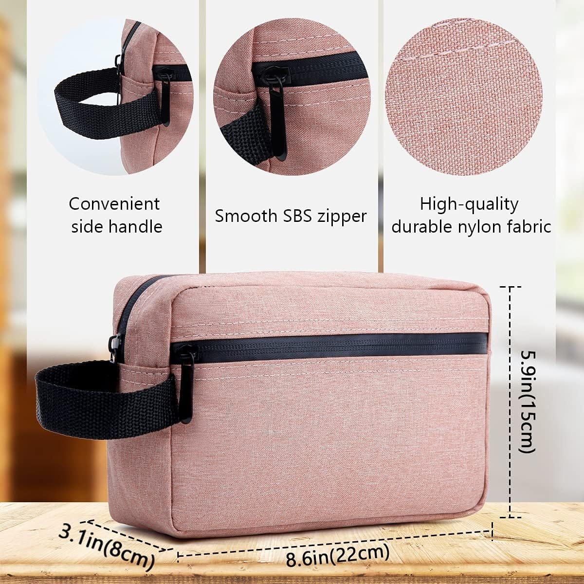 FUNSEED Neceser de viaje para mujeres y hombres, bolsa de afeitado resistente al agua para accesorios de artículos de tocador, bolsas de almacenamiento plegables con divisor y asa para cosméticos, - Imagen 6
