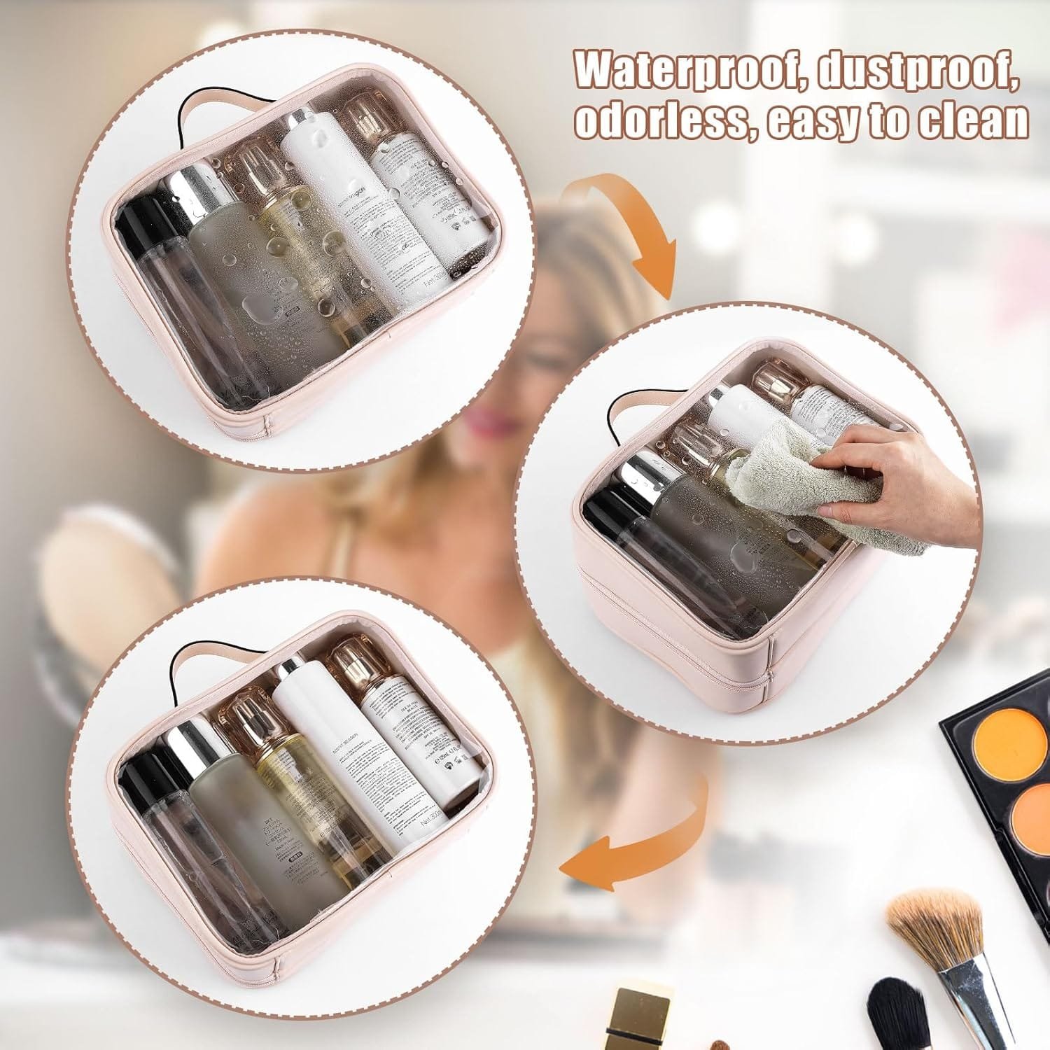 Bolsa de Aseo de PVC Transparente, Lychii Bolsa de Viaje, Transparente, Organizador de cosméticos, Bolsa de Maquillaje para artículos de Tocador, Líquidos, Cremas y Cosméticos - Imagen 5