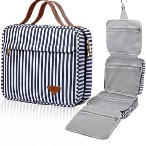 Organizador de artículos de tocador de Viaje para cosméticos de Gran Capacidad para Mujeres con 4 Compartimentos y 1 Gancho Resistente, Viajes/Uso Diario