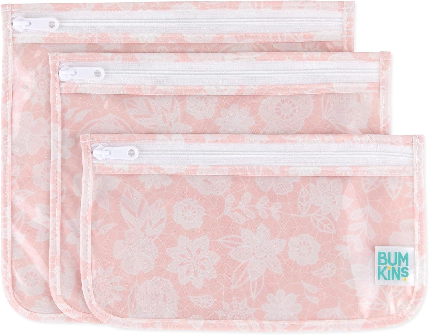 Bumkins Bolsa de Viaje, artículos de tocador, bebé, Bolsa aprobada por la TSA, Bolsa con Cremallera, Compatible con tamaño de Cuarto de galón, Lados Transparentes, organización de Bolsas de pañales,