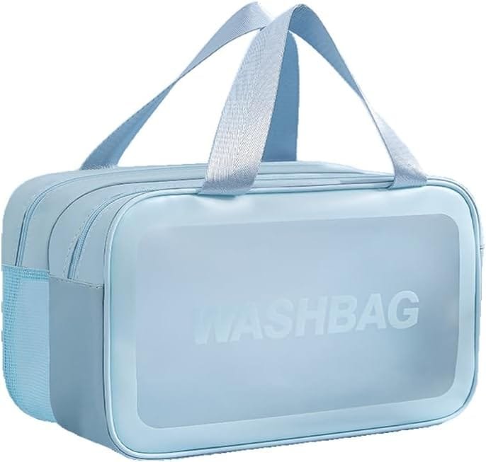 Bieiyhe Neceser Mujer Azul Bolsa de Aseo Viaje Transparente ArtíCulos de Aseo PortáTil Neceser de Almacenamiento Bolsa de CosméTicos Impermeable Bolsa de Aseo Hombre Neceser de Maquillaje