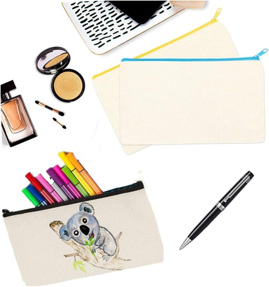 DIY Bolsa de Lona con Cremallera,artículos de sublimación para Bolsa de cosméticos, Estuche de lápices, artículos de tocador de Viaje, multifunción, 16 Piezas, 21 x 12 cm(Cremallera de Color) - Imagen 2
