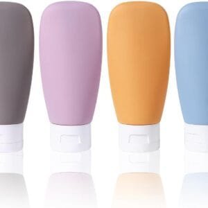 Qwesure Xixi 4 recipientes de silicona portátiles a prueba de fugas, para viajes al aire libre, viajes, artículos de tocador, loción, dispensador, botella dispensadora