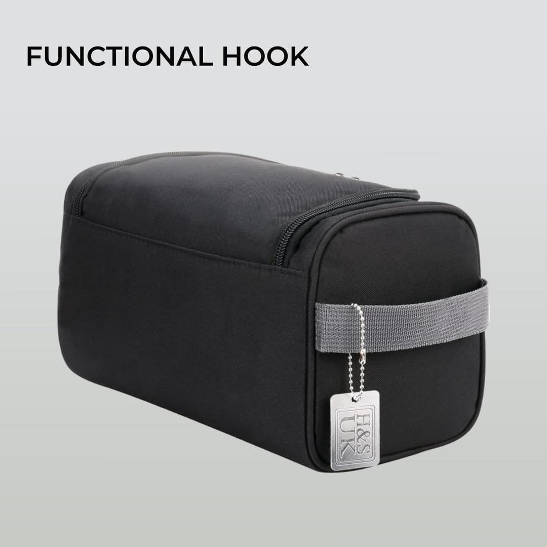 H&S Neceser Viaje para Hombre y Mujer - Bolsa Impermeable con 3 Compartimentos para Artículos de Aseo y Maquillaje - Organizador con Gancho Metálico para Colgar - Imagen 5