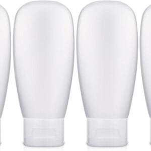 Thinp 4 Pcs Botellas de Viaje Botellas para Rellenar Artículos de Baño Set de Botellas Cosméticas Pequeñas Botellas de Plástico Contenedor de Viaje, para Champú Gel de Ducha Loción Gadgets