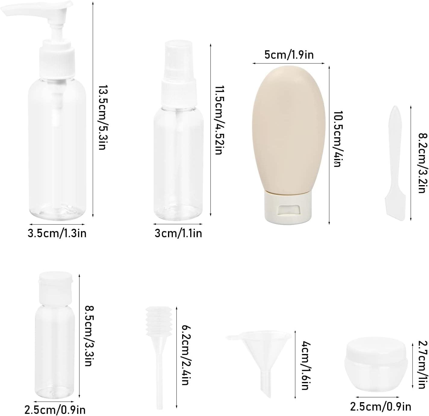 Dokeno 11 piezas Botellas de Viaje Silicona,Juego de Botes Viaje Rellenables,Juego de Botellas de Viaje Transparentes,Botellas de Plástico Viaje,para Champús Lociones y Artículos de Tocador - Imagen 2