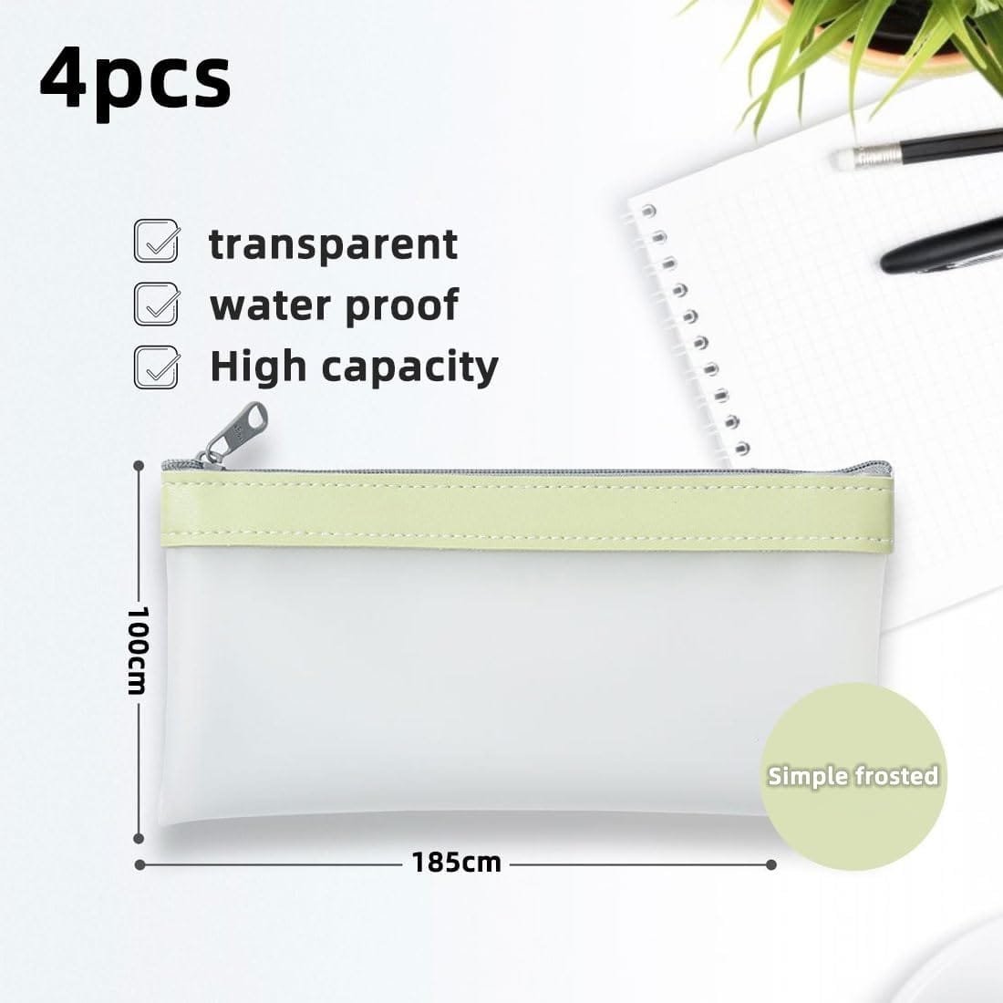 SSRDFU Estuche Transparente - 4 PCS Bolsa organizadora de artículos de papelería, Multifuncional, Transparente, Bolsa de cosméticos de Viaje, Bolsa de Almacenamiento para Suministros - Imagen 2