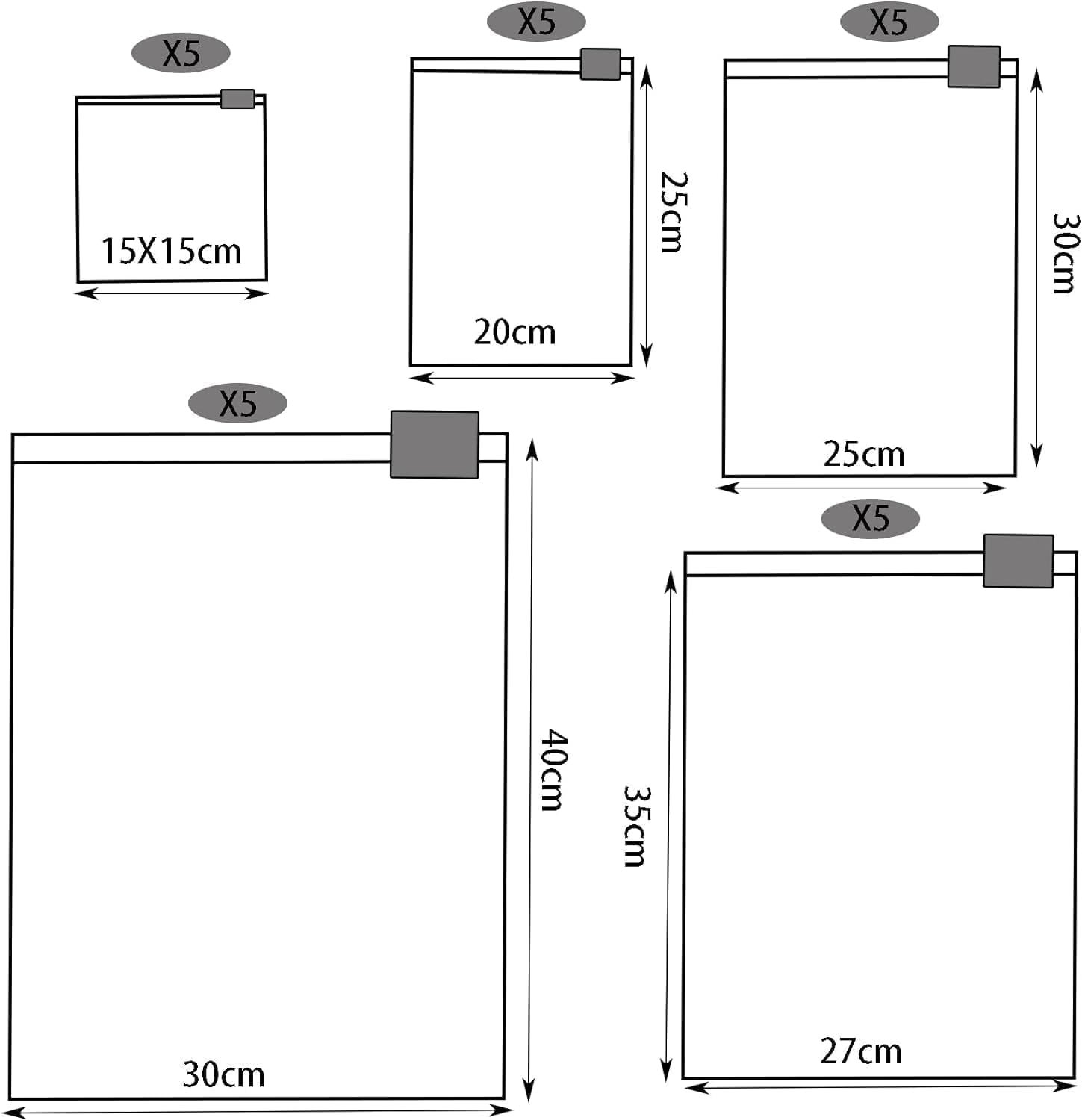 25 Piezas Bolsas de Almacenamiento de Viaje de Ropa de Plástico con Cremallera, Organizador de Viajes Mate Transparente Reutilizable para Ropa, Zapatos y Artículos de Tocador (5 Tamaños) - Imagen 3
