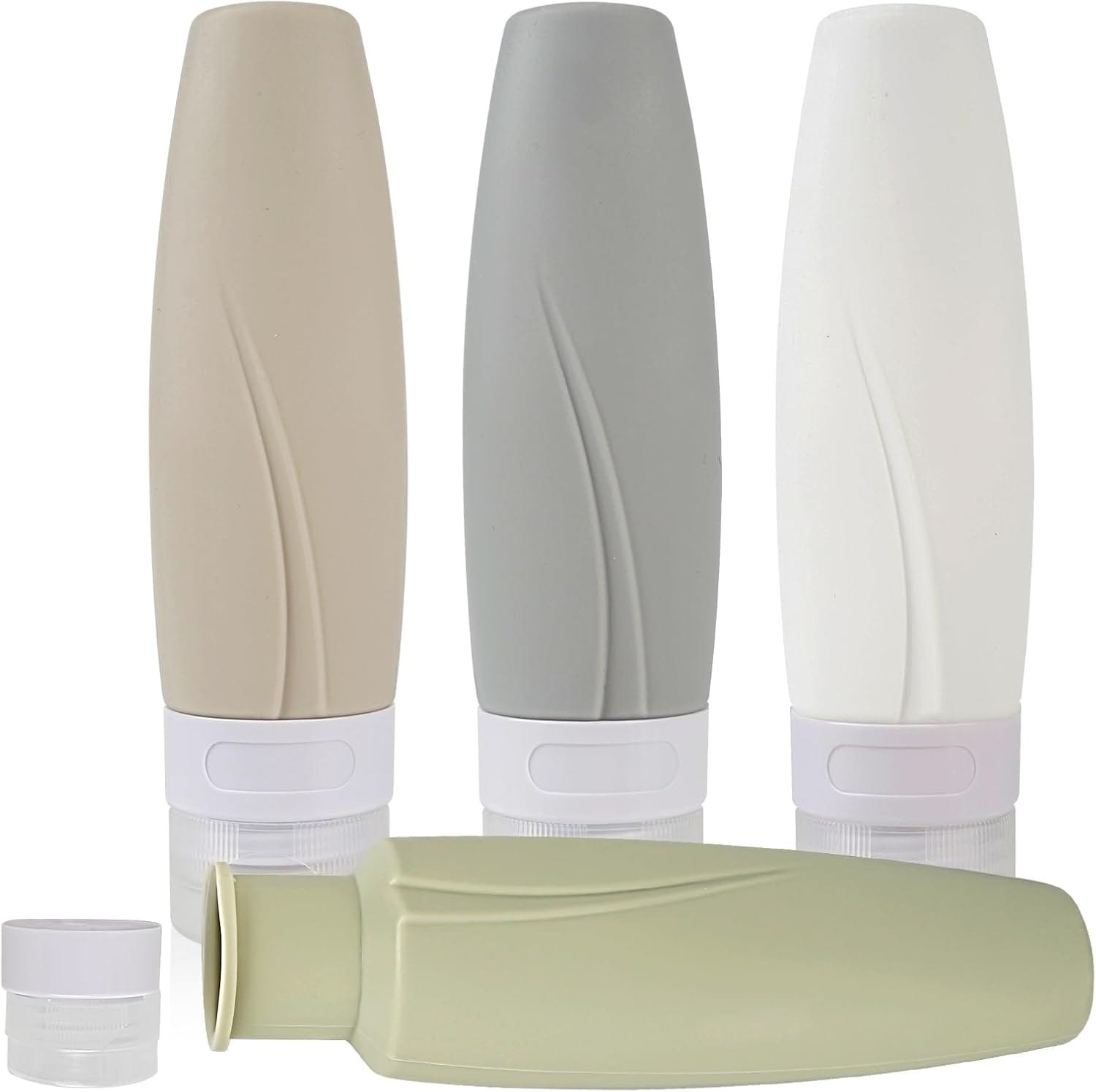 CHSEEO 4 Piezas Botellas de Viaje Bote de Silicona Contenedor de Viaje Recipientes Accesorios de Viaje para Líquidos Champú Loción Artículos de Tocador 90ml #3 - Imagen 9