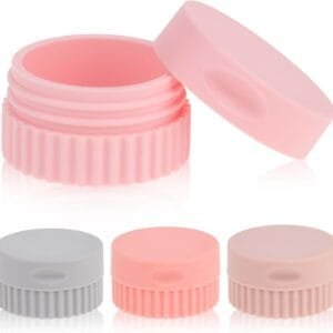 Giantree Recipientes de viaje para artículos de tocador, 4 tarros pequeños de silicona para crema de 19.3 g/20 ml, recipientes de tamaño de viaje a prueba de fugas, esenciales de viaje con tapa para