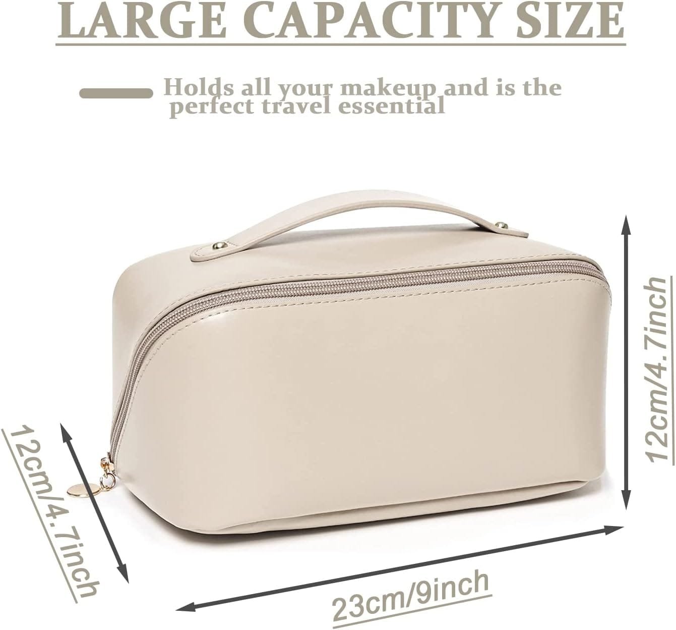 Bolsa Cosméticos Viaje Gran Capacidad, Bolso Portátil del Lavado del Viaje, Bolsa de Maquillaje de Cuero Impermeable con Asa para Cosméticos, Artículos de Aseo de Las Mujeres - Imagen 2