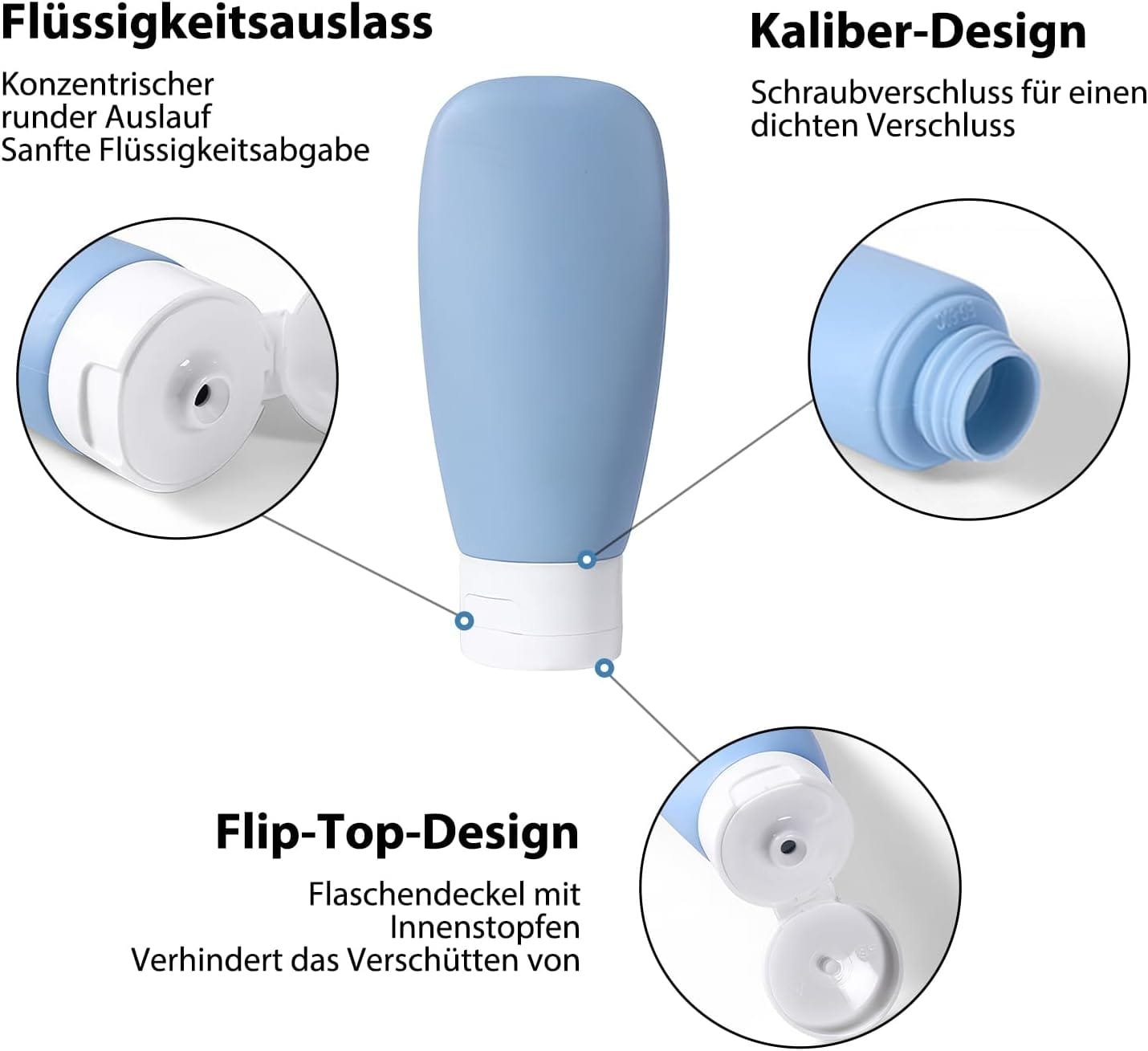 Qwesure Xixi 4 recipientes de silicona portátiles a prueba de fugas, para viajes al aire libre, viajes, artículos de tocador, loción, dispensador, botella dispensadora - Imagen 6