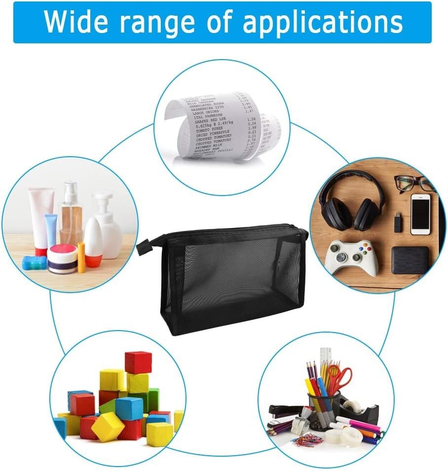 Bolsa de Artículos de Tocador de Viaje, 2 Bolsas de Almacenamiento de Maquillaje con Cremallera, Bolsa de Cosméticos de Malla para Almacenar Artículos de Tocador Cosméticos (Negro) - Imagen 4