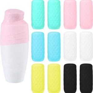 GEEHUA 12 fundas elásticas de silicona para botellas de viaje, a prueba de fugas, cierres de fugas, accesorios esenciales de viaje para artículos de tocador de tamaño de viaje, champú, acondicionador,