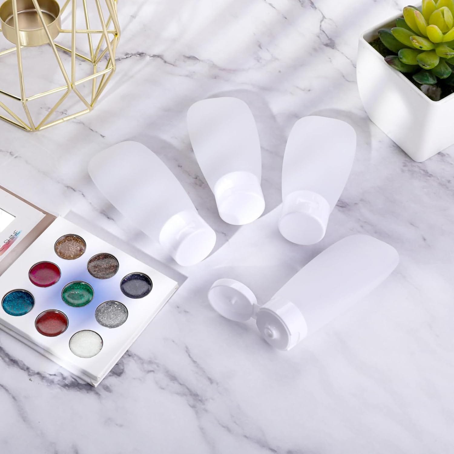 Thinp 4 Pcs Botellas de Viaje Botellas para Rellenar Artículos de Baño Set de Botellas Cosméticas Pequeñas Botellas de Plástico Contenedor de Viaje, para Champú Gel de Ducha Loción Gadgets - Imagen 7