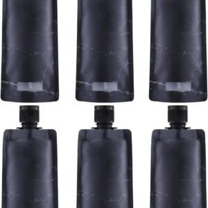 Toureal Botellas de Viaje, Bolsa para Líquidos 90ml 6Piezas, Dispensador Recargables Portátiles a Prueba de Fugas para Champú, Loción, Gel Desinfectante Manos, Artículos de Tocador y Cosméticos