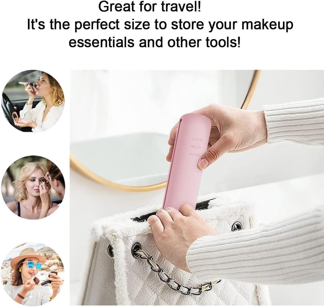1 Pieza Bolsa Silicona Brochas Maquillaje Viaje Organizador Maquillaje Impermeable Pequeña Para Cosméticos Artículos Esenciales Viaje Para Mujeres Y Niñas (Rosa) - Imagen 5