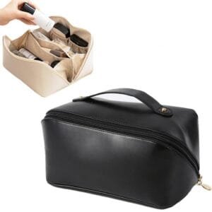 Ocobetom Bolsa cosmética de Viaje de Gran Capacidad, Bolsa portátil de Maquillaje de Viaje, Bolsa de Aseo de Cuero para artículos de tocador cosméticos de Cuidado de la Piel