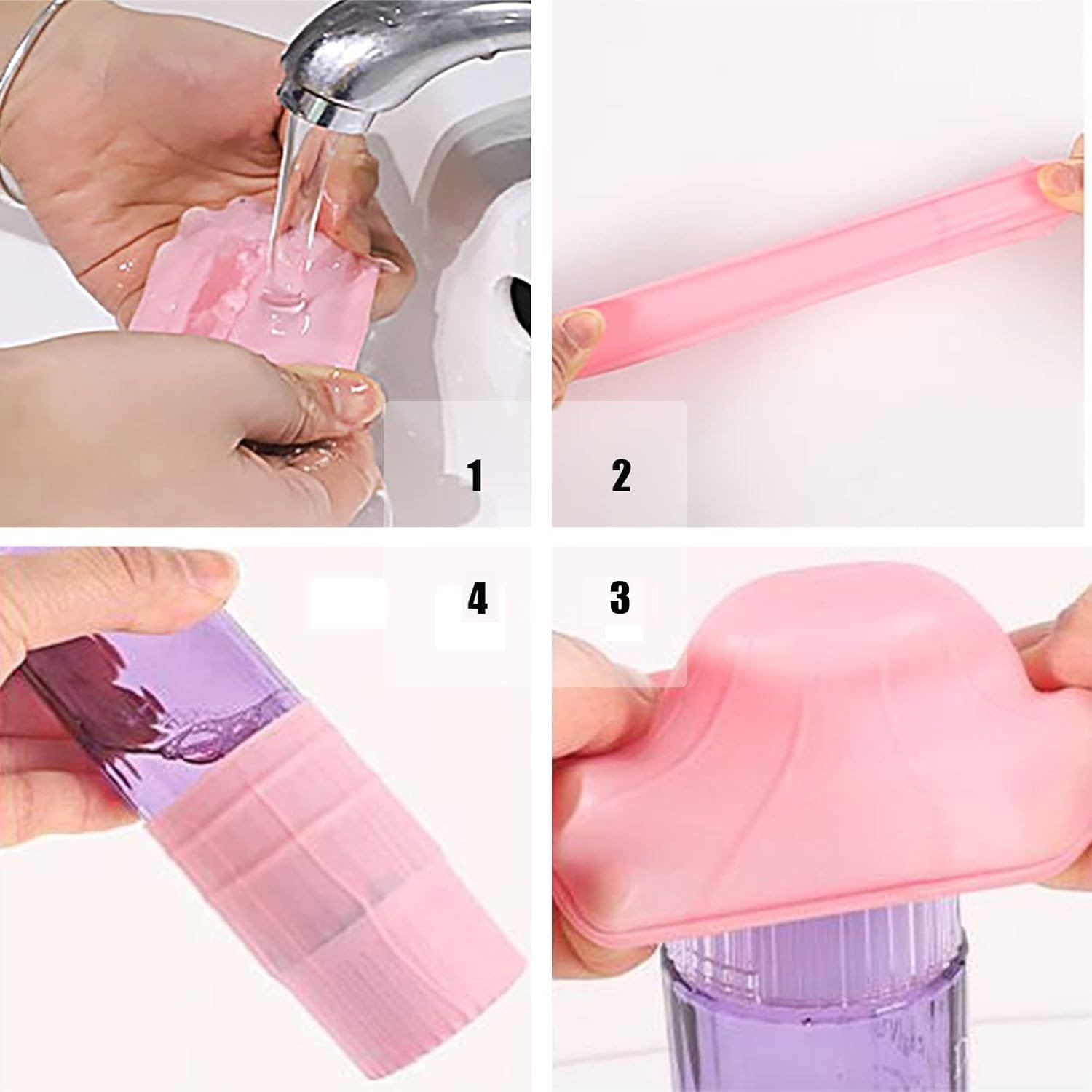 8 Piezas Fundas a Prueba de Fugas Viajes,Funda Elástica a Prueba de Fugas para Viajes al aire Libre,Accesorio de Viaje Reutilizable Funda Protectora para Artículos de Tocador Estándar - Imagen 3