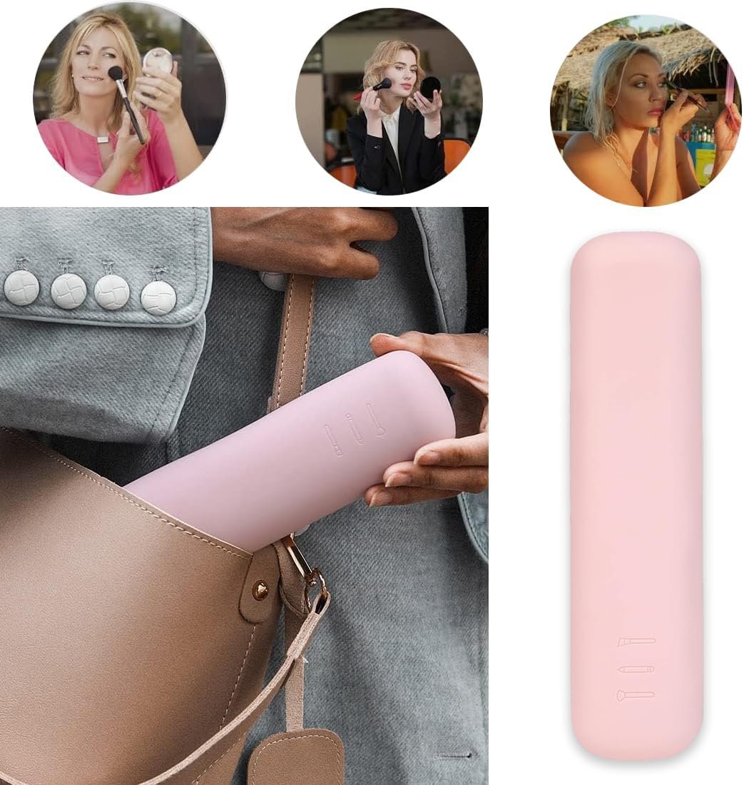 1 Pieza Bolsa Silicona Brochas Maquillaje Viaje Organizador Maquillaje Impermeable Pequeña Para Cosméticos Artículos Esenciales Viaje Para Mujeres Y Niñas (Rosa) - Imagen 4