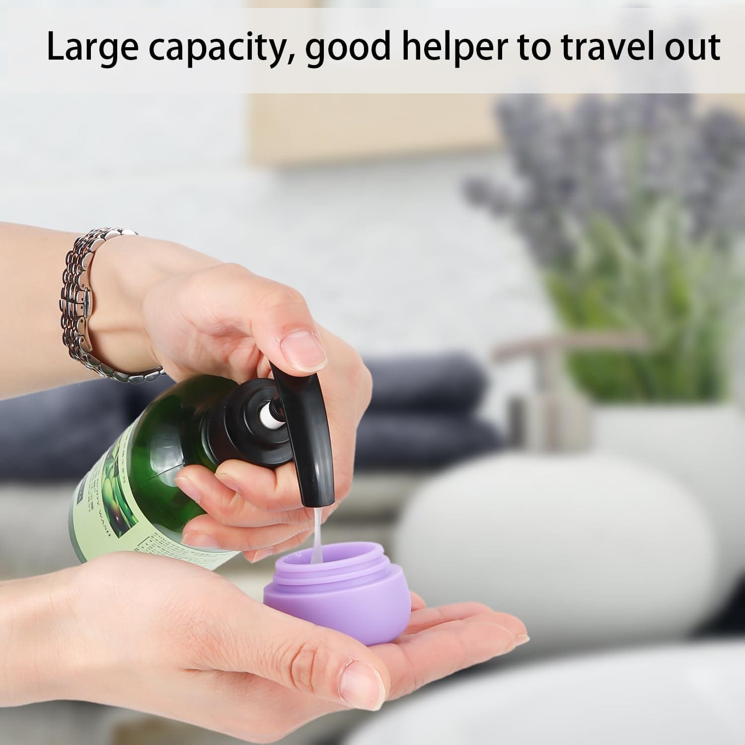 4 Piezas Envase Cosmético,20ml Botellas de Viaje Silicona Botes Rellenables Viaje Tarro vacío con tapón de Rosca para champús,lociones y artículos de tocador - Imagen 5