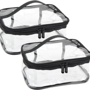 2 Piezas Neceser Transparente PVC Bolsa de Cosméticos Impermeable con Cremallera Bolsa de Lavado Impermeable para Viaje Bolsa de Aseo Portátil para Almacenamiento Neceseres