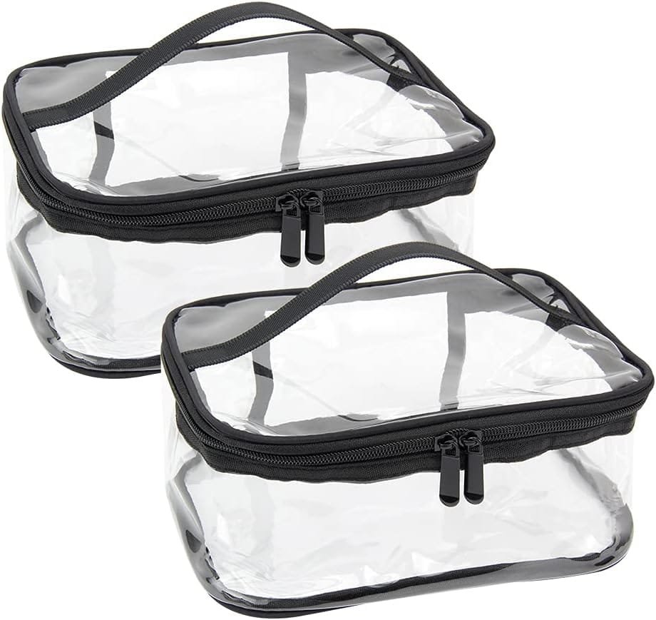 2 Piezas Neceser Transparente PVC Bolsa de Cosméticos Impermeable con Cremallera Bolsa de Lavado Impermeable para Viaje Bolsa de Aseo Portátil para Almacenamiento Neceseres