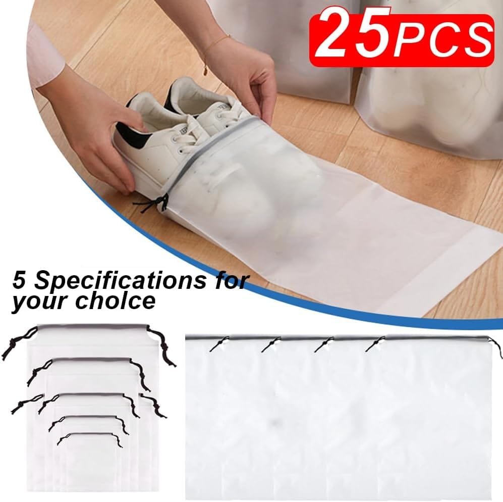 Bolsas para Zapatos 25 PCS Bolsas Transparentes con Cordón, Zapatos de Viaje Bolsa de Acabado, Multifunción Impermeable Bolsa a Prueba de Polvo Zapatos, para Cosméticos Ropa Calzado Artículos Viajes - Imagen 3