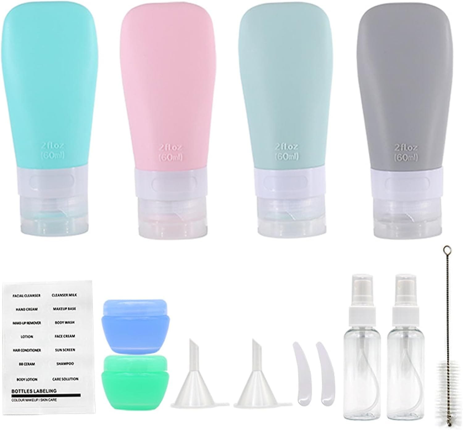 13 Piezas Botes Viaje, Botellas de Viaje Silicona, Lociones y Artículos de Tocador, Botes Viaje Rellenables con Bolsa de Almacenamiento, Adecuadas para Envasar Artículos de Tocador, Cosméticos