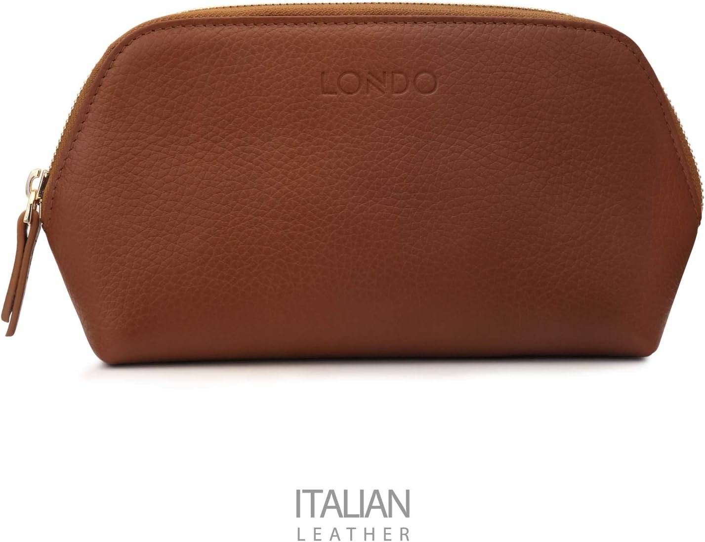 Londo Bolso de Cosméticos en Cuero Genuino para Maquillaje, Bolsa de Viaje Organizador de artículos de tocador Clutch, Unisex - Imagen 4