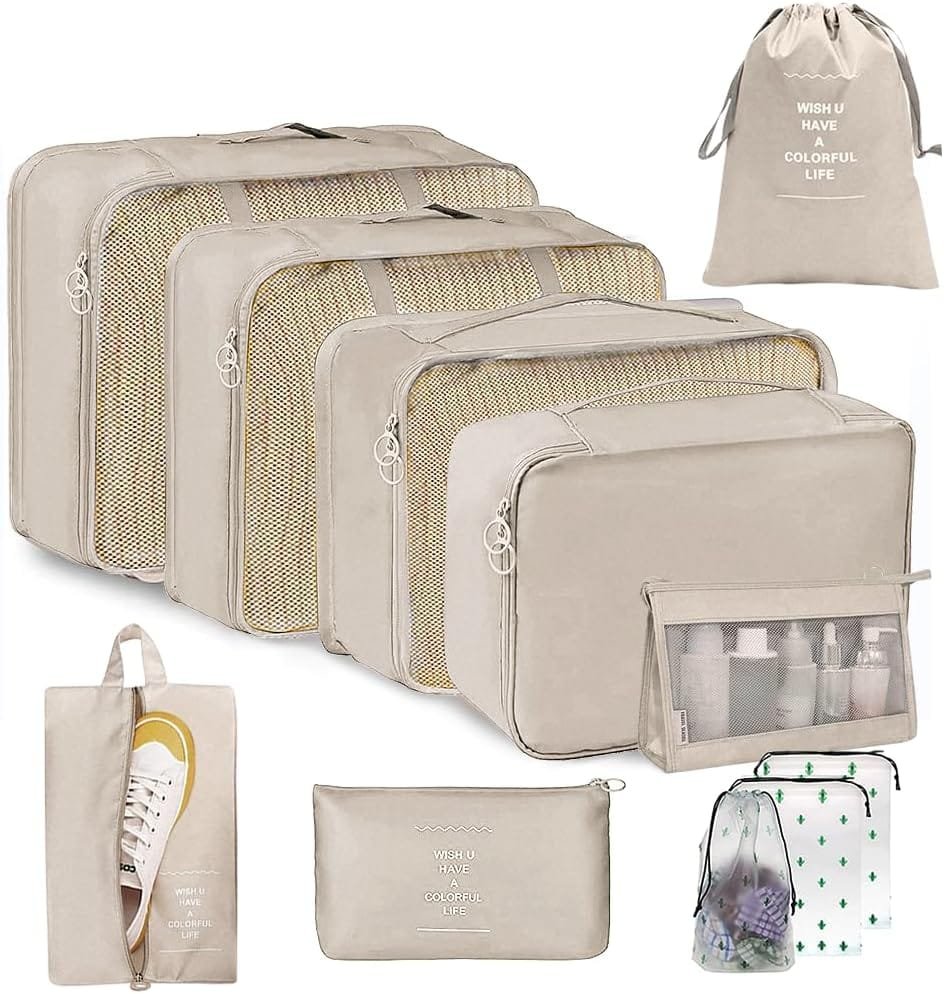 Organizadores para Maletas, 11 Set de Bolsas de Viaje para Equipaje, Packing Cubes Para zapatos, Ropa Interior, Cosméticos, Travel Essentials