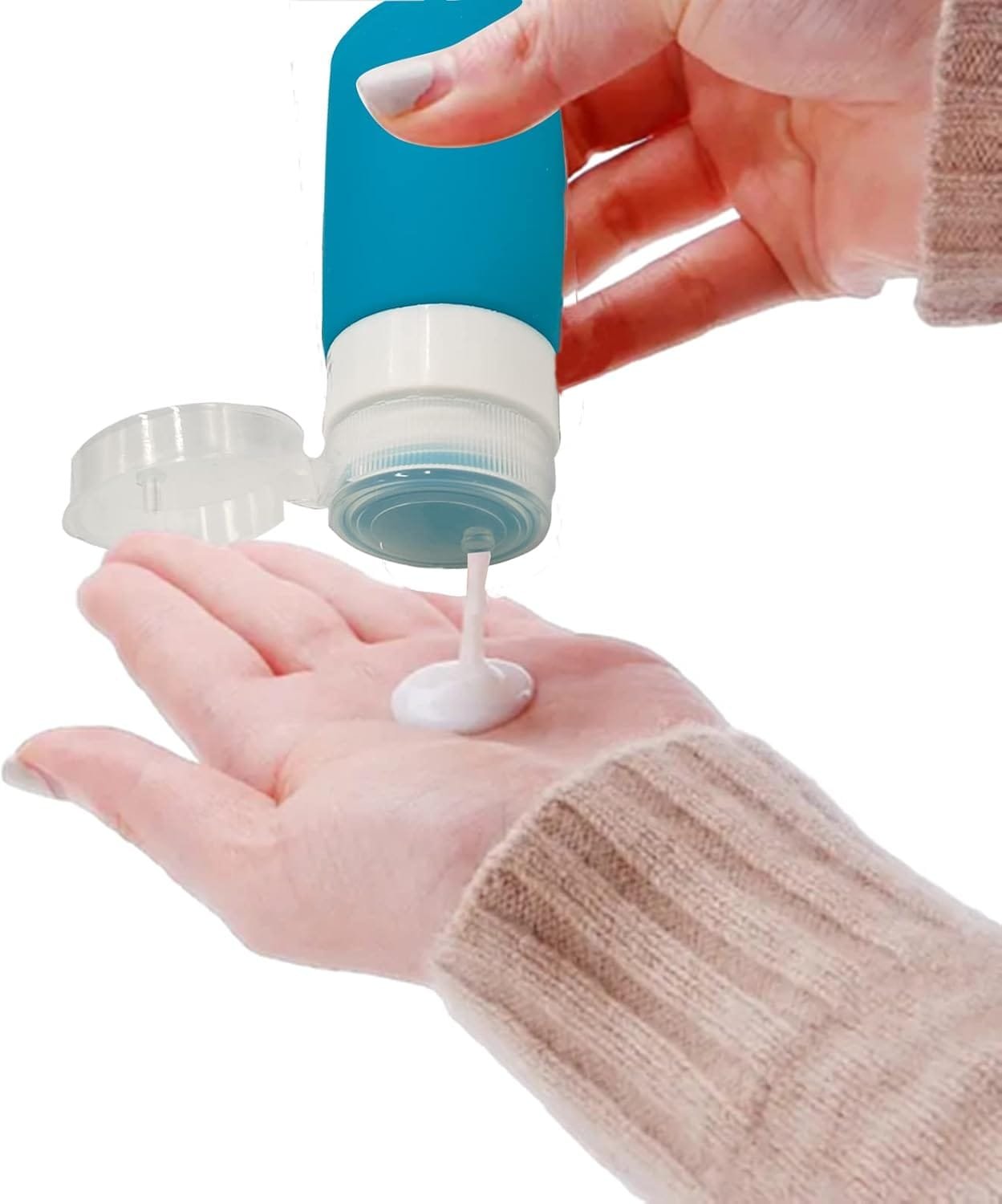 IraXpro Botellas de Viaje Silicona 4 Pack,90ml,BPA Free,Aprobado por la TSA Botes Viaje Rellenado Juego a Prueba de Fugas,Accesorios de Viaje para Champús,Acondicionador,Loción y Artículos de Tocador - Imagen 7