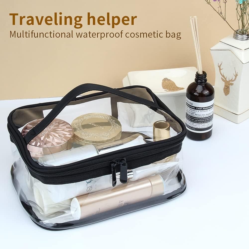 2 Piezas Neceser Transparente PVC Bolsa de Cosméticos Impermeable con Cremallera Bolsa de Lavado Impermeable para Viaje Bolsa de Aseo Portátil para Almacenamiento Neceseres - Imagen 5