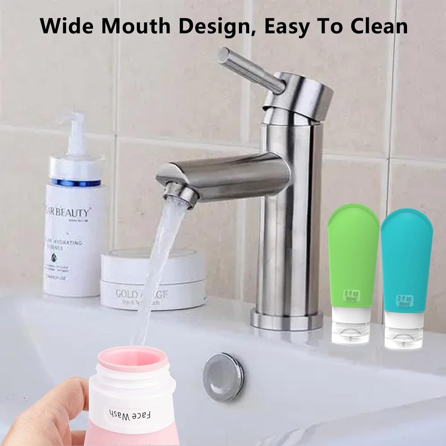 IraXpro Botellas de Viaje Silicona 4 Pack,90ml,BPA Free,Aprobado por la TSA Botes Viaje Rellenado Juego a Prueba de Fugas,Accesorios de Viaje para Champús,Acondicionador,Loción y Artículos de Tocador - Imagen 6