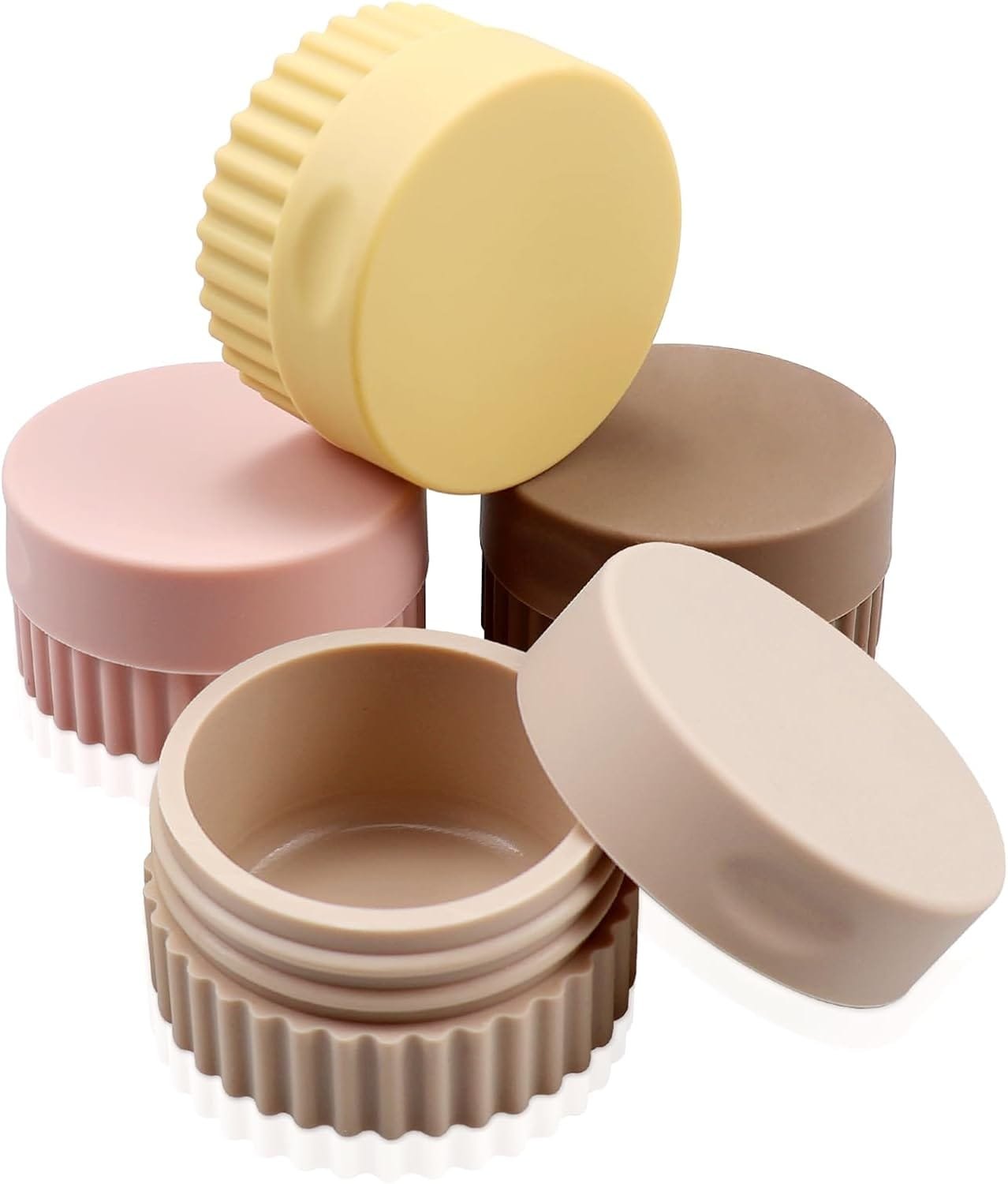 Tenorbass Envases de Viaje, Tarros de Silicona de Viaje para Cremas Lociones Envases con Tapa a Prueba de Fugas Pequeños Envases de Viaje para Artículos de Baño, Cosméticos (Pack de 4)