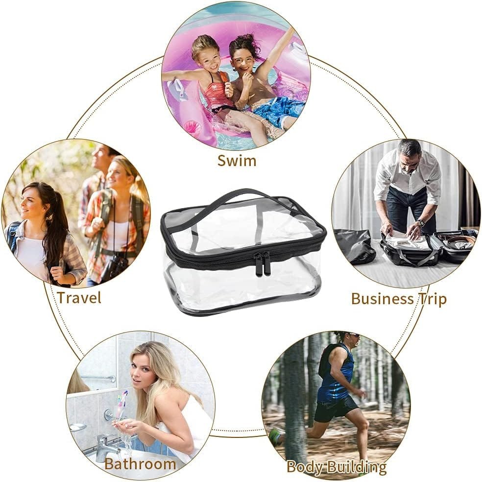 2 Piezas Neceser Transparente PVC Bolsa de Cosméticos Impermeable con Cremallera Bolsa de Lavado Impermeable para Viaje Bolsa de Aseo Portátil para Almacenamiento Neceseres - Imagen 6