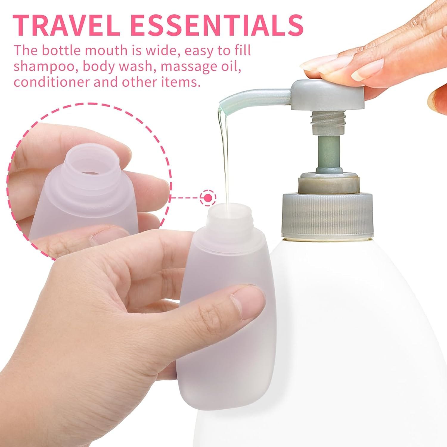 Thinp 4 Pcs Botellas de Viaje Botellas para Rellenar Artículos de Baño Set de Botellas Cosméticas Pequeñas Botellas de Plástico Contenedor de Viaje, para Champú Gel de Ducha Loción Gadgets - Imagen 4