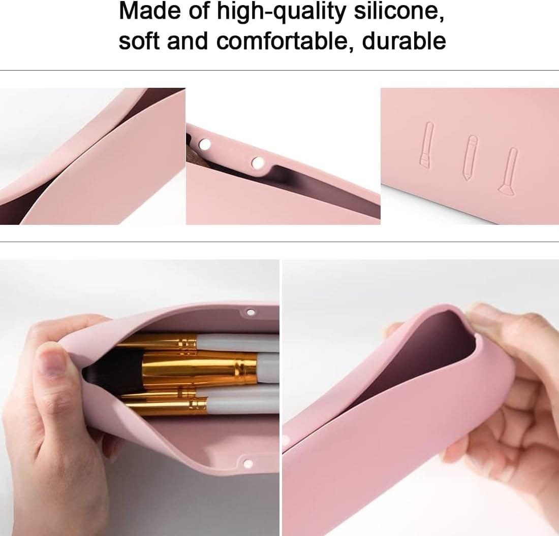 1 Pieza Bolsa Silicona Brochas Maquillaje Viaje Organizador Maquillaje Impermeable Pequeña Para Cosméticos Artículos Esenciales Viaje Para Mujeres Y Niñas (Rosa) - Imagen 3