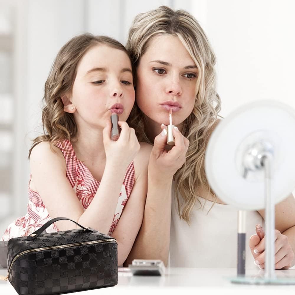 Bolsa de Cosméticos de Viaje de Gran Capacidad, Bolsa de Cosméticos Impermeable, Bolsa de Lavado de Viaje Multifuncional y Portátil de con Asa y Cremallera, para Cosméticos, Artículos de Tocador - Imagen 5