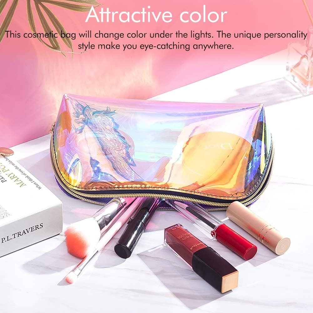 KBNIAN 2pcs Bolsa de Maquillaje Holográfica Bolsa de Cosméticos de TPU Impermeable Bolsas de Aseo Multicolor Neceser de Maquillaje de Viaje Portátil con Cremallera para Artículo de Tocador Mujer Niña - Imagen 9